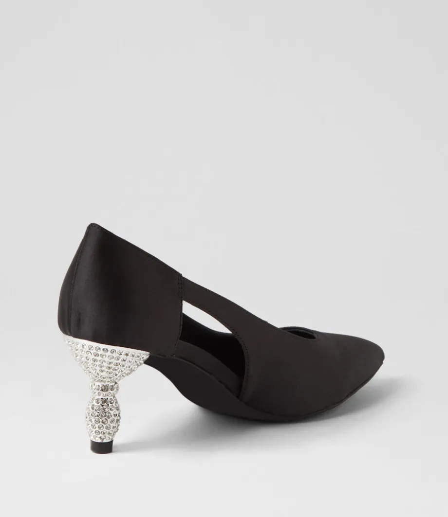 Eunicee Black Satin Heels