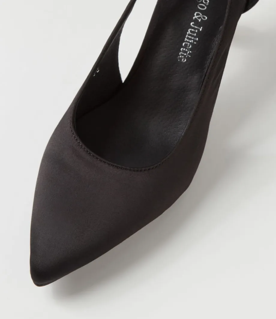 Eunicee Black Satin Heels