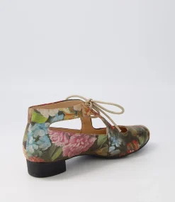 Ewing Vintage Metal Floral Leather Flat Shoes