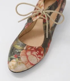 Ewing Vintage Metal Floral Leather Flat Shoes