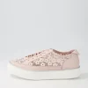 Faders Dusty Pink Leather Flower Sneakers