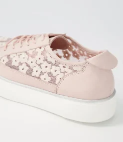 Faders Dusty Pink Leather Flower Sneakers
