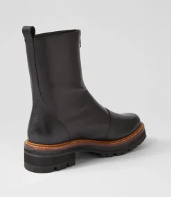 Faycey Black Tumble Leather Ankle Boots