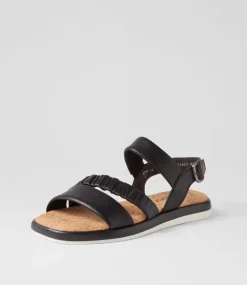 Fico Schwarz Leather Sandals