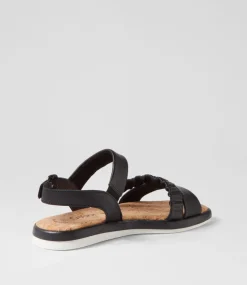 Fico Schwarz Leather Sandals