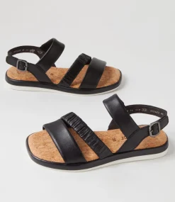 Fico Schwarz Leather Sandals