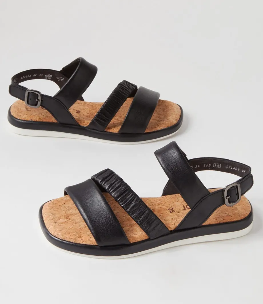 Fico Schwarz Leather Sandals