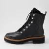 Fisher Black Tumble Leather Lace Up Boots