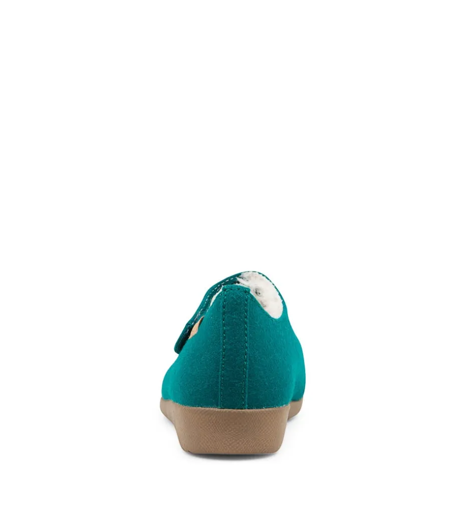 Fliss Xw Teal Fabric Slippers