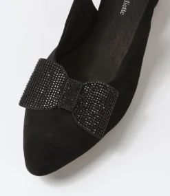 Floriest Black Suede Flat Shoes