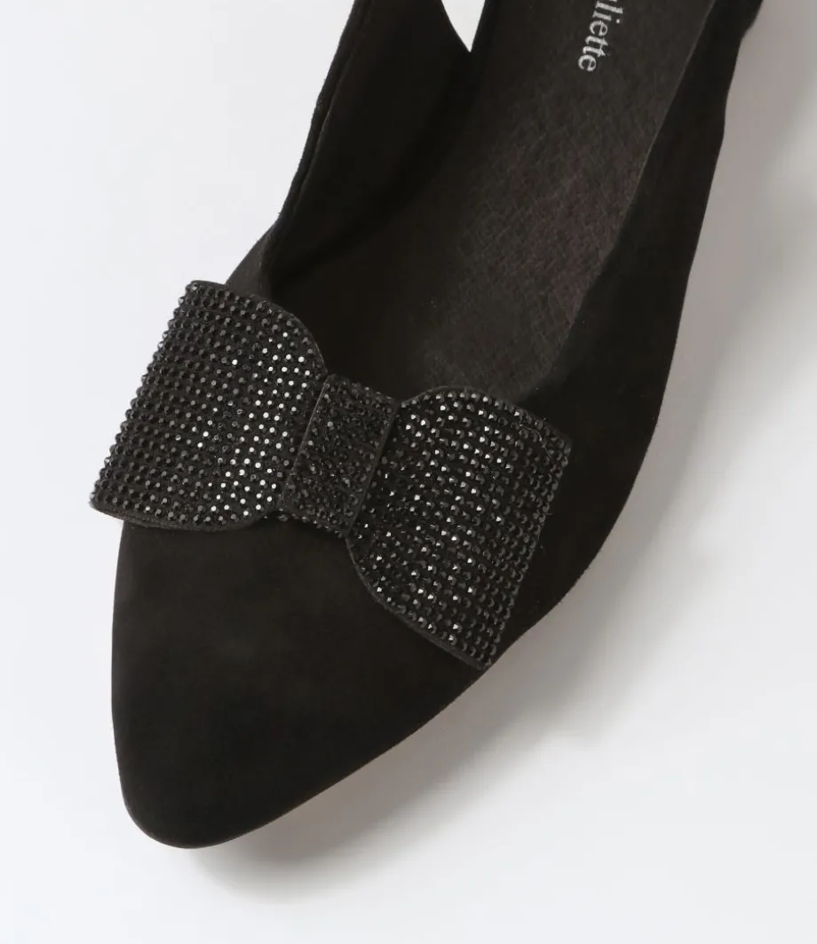 Floriest Black Suede Flat Shoes
