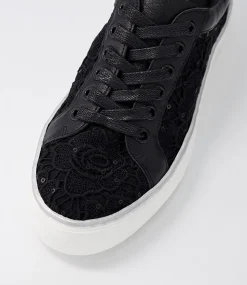 Florina Black Lace Leather Sneakers