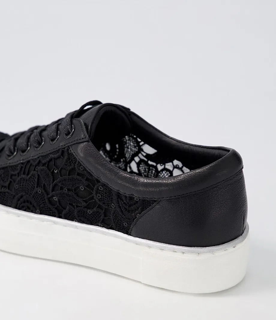 Florina Black Lace Leather Sneakers