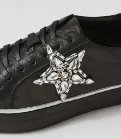 Foxxie Black Silver Leather Jewels Sneakers