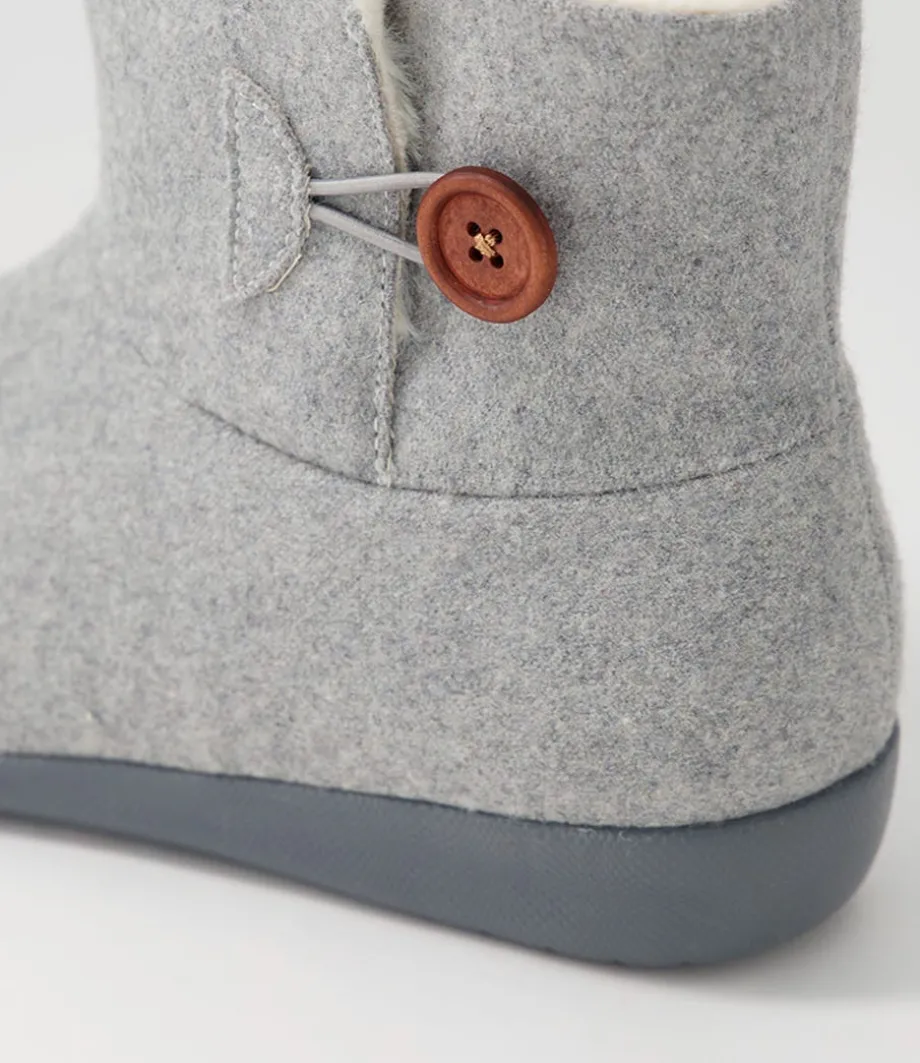 Frilla Xw Grey Beige Fur Fabric Slippers