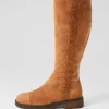 Gadnir Tan Leather Suede Knee High Boots