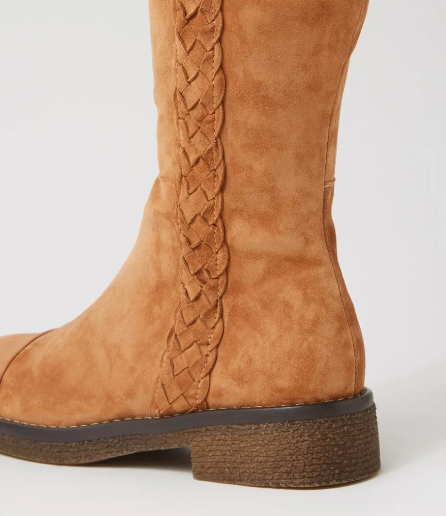 Gadnir Tan Leather Suede Knee High Boots