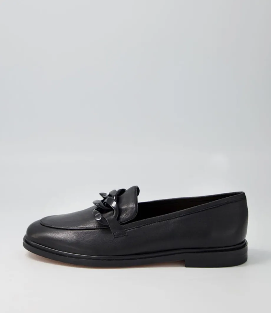 Gapril Black Leather Loafers