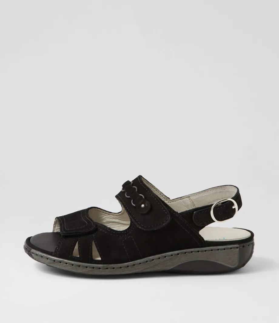 Garda 4 Schwarz Suede Sandals
