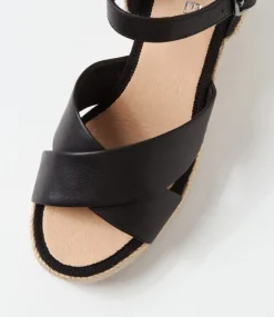Ghosta Black Natural Rope Leather Espadrilles