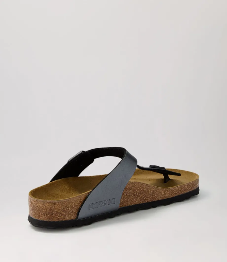 Gizeh Metallic Black Birkoflor Sandals