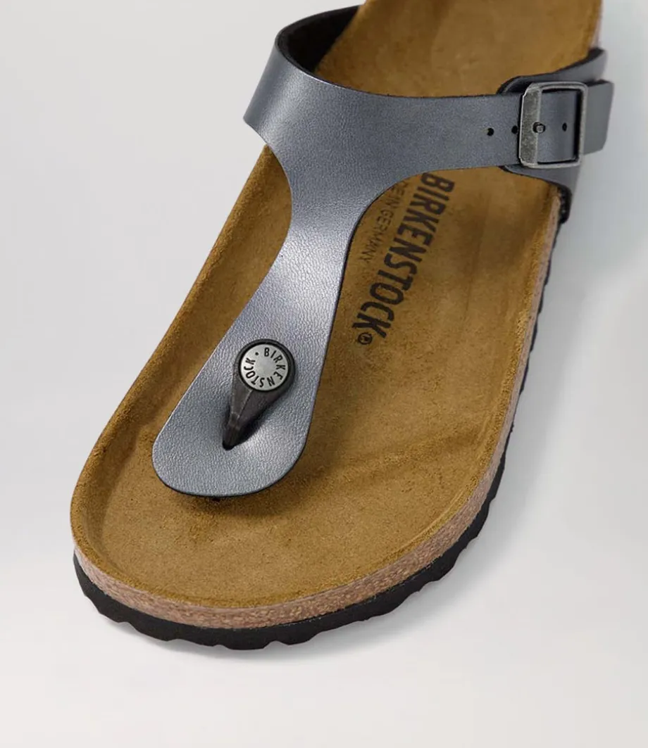 Gizeh Metallic Black Birkoflor Sandals