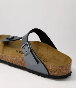 Gizeh Metallic Black Birkoflor Sandals