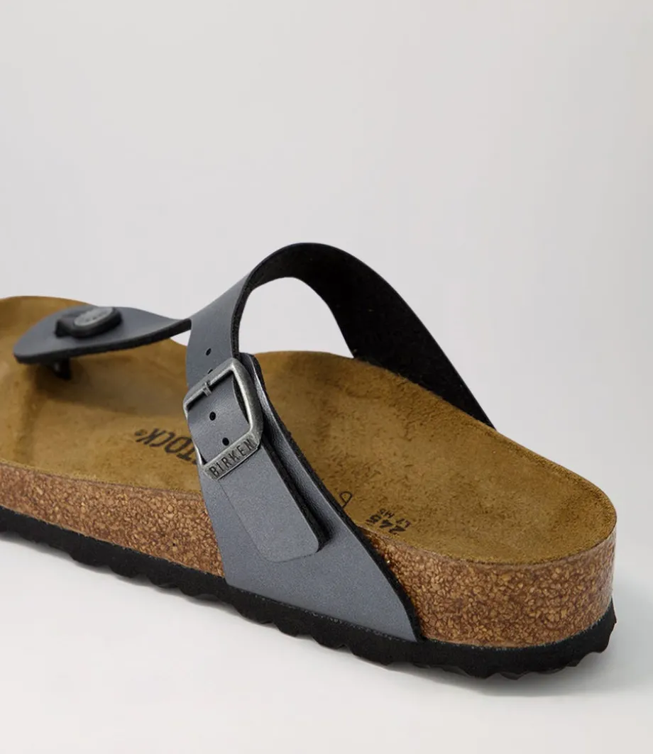 Gizeh Metallic Black Birkoflor Sandals