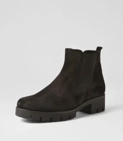 Gluck Schwarz Suede Chelsea Boots