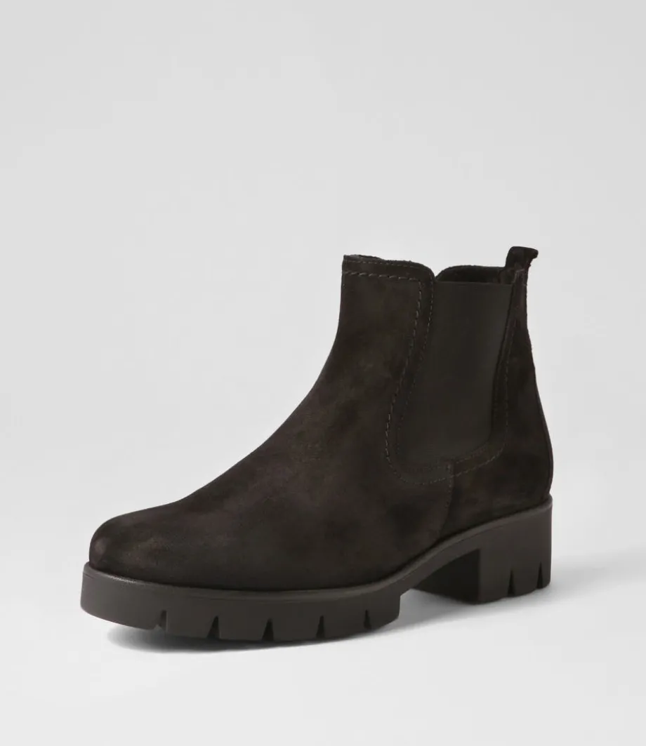 Gluck Schwarz Suede Chelsea Boots