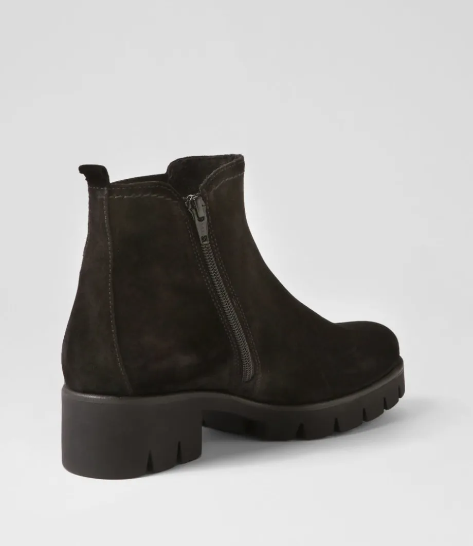 Gluck Schwarz Suede Chelsea Boots