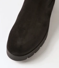 Gluck Schwarz Suede Chelsea Boots