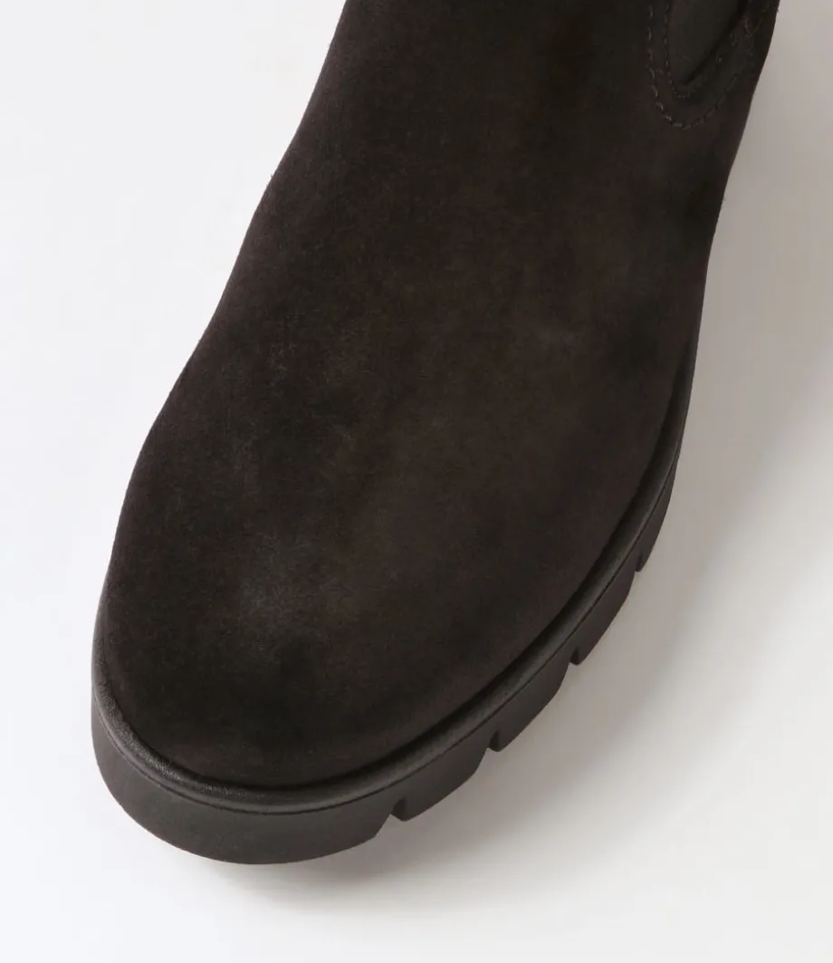 Gluck Schwarz Suede Chelsea Boots