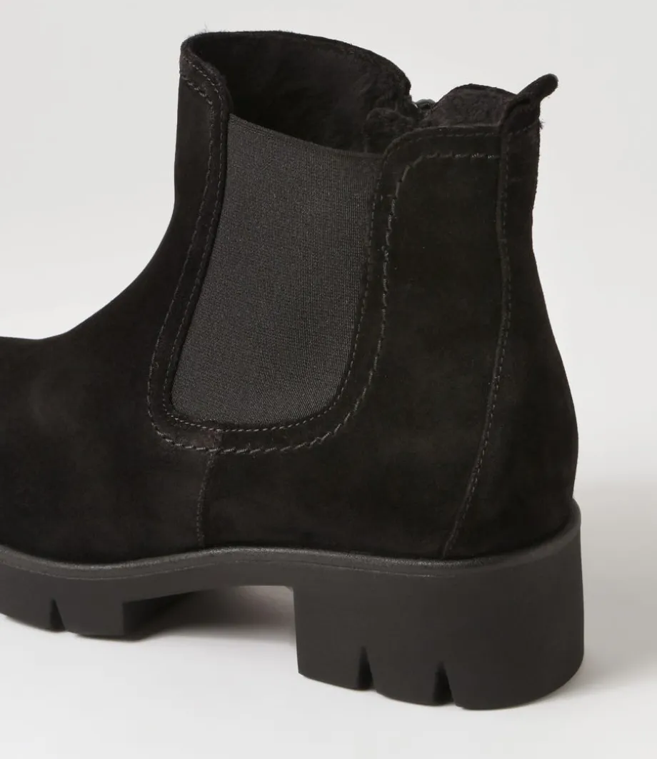 Gluck Schwarz Suede Chelsea Boots