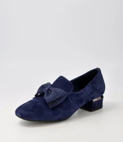 Grenada Navy Suede Jewels Heels