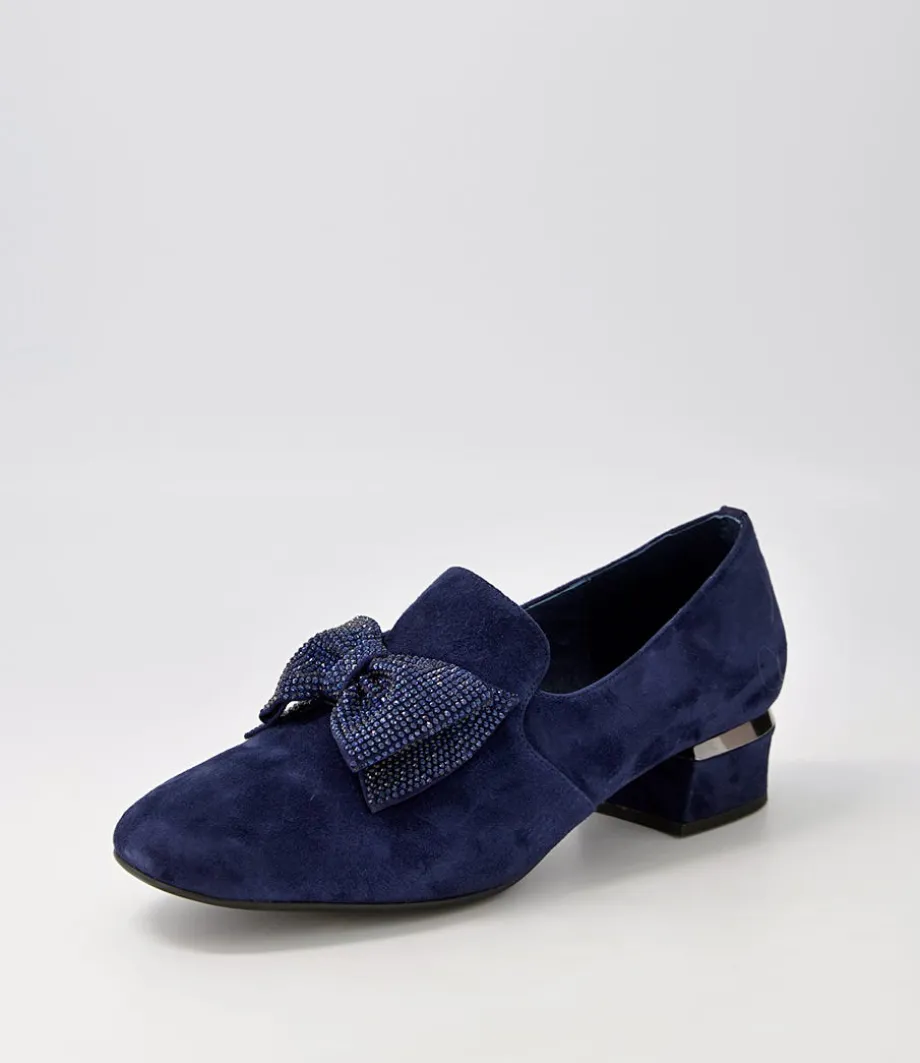 Grenada Navy Suede Jewels Heels