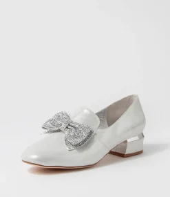 Grenada Silver Shimmer Leather Jewels Heels