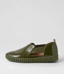 Habiki Khaki Patent Leather Sneakers
