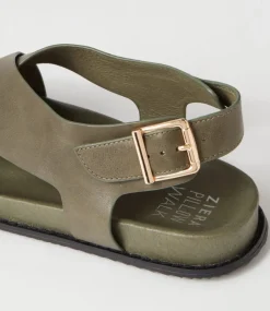 Hanako W Olive Leather Sandals