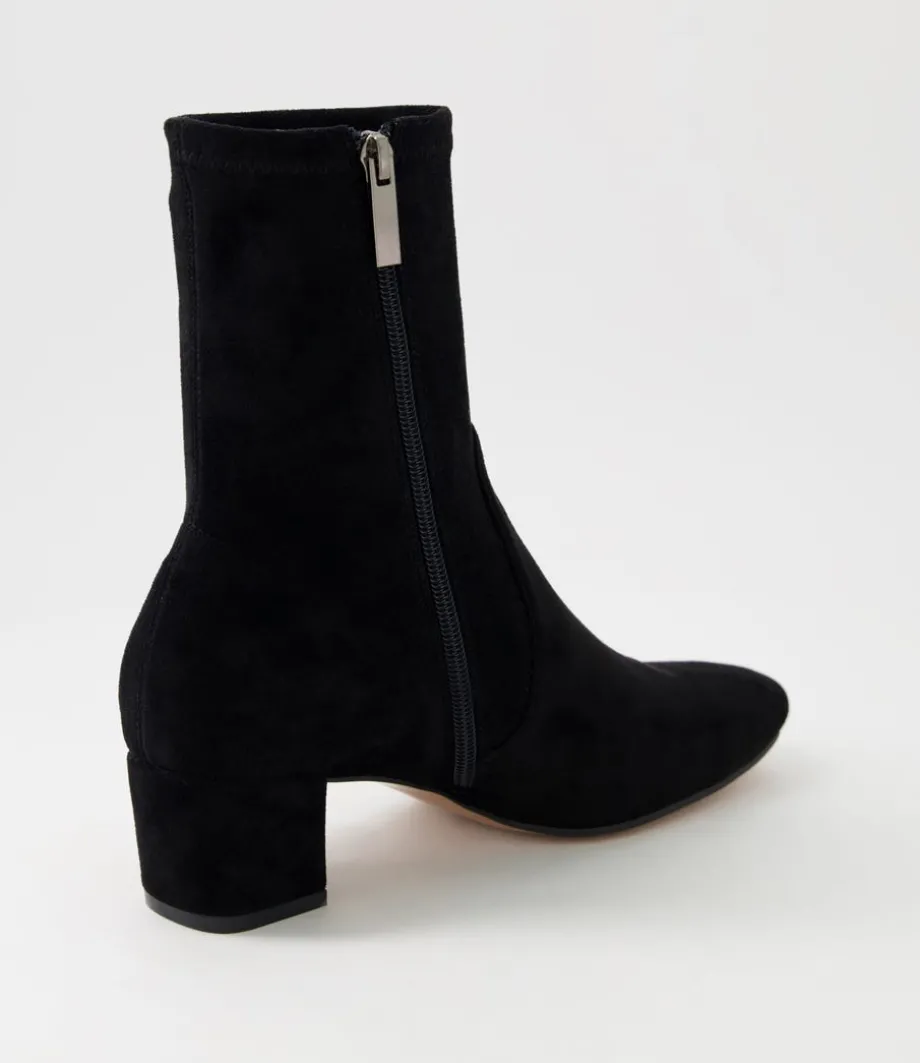Hartful Black Stretch Microsuede Ankle Boots