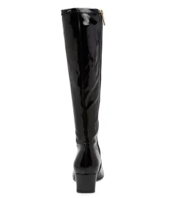 Hayleys Black Patent Pu Knee High Boots