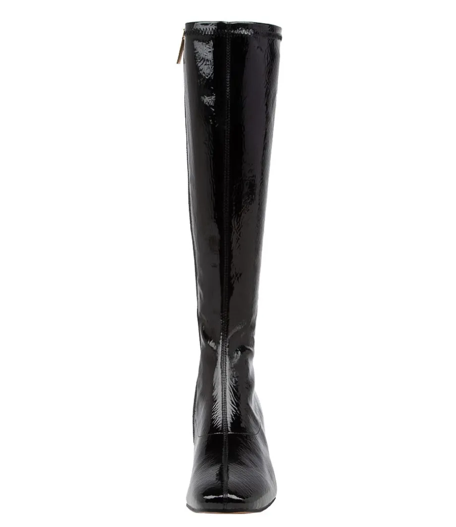 Hayleys Black Patent Pu Knee High Boots