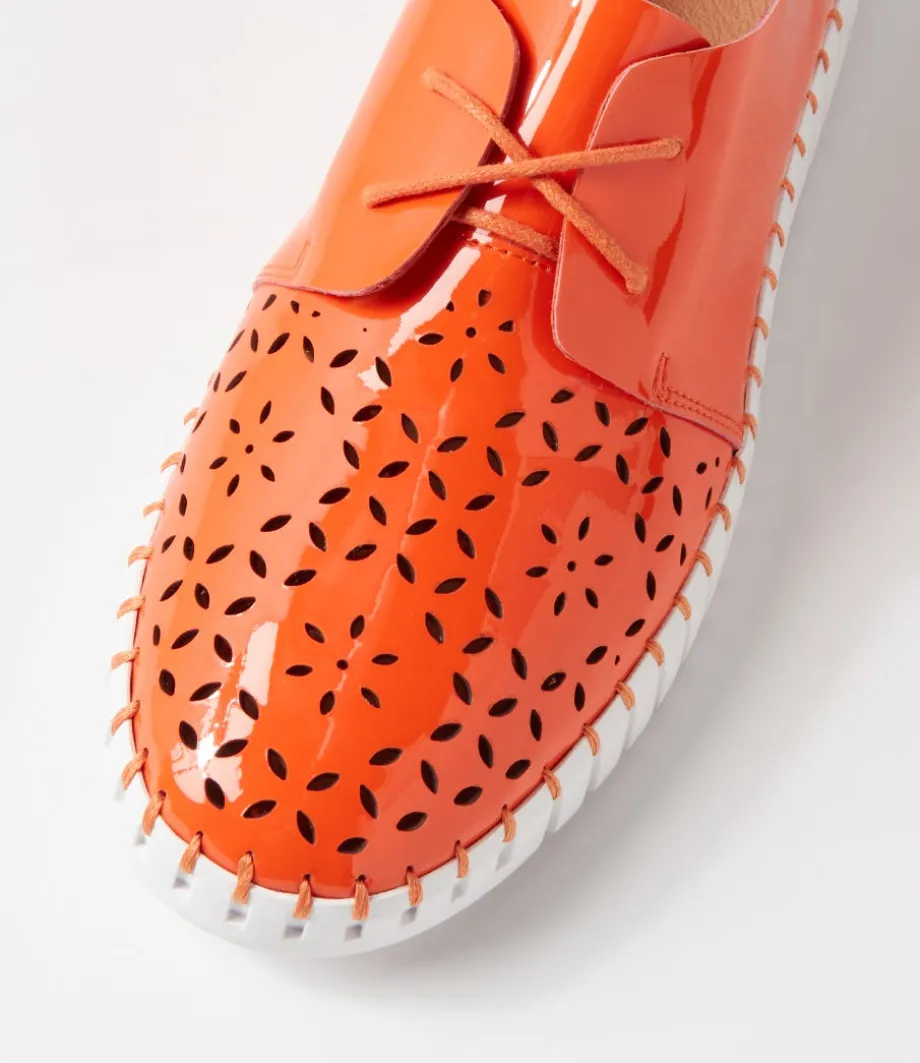 Hexter Orange White Patent Leather Sneakers