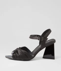 Hivon Clear Black Satin Vinylite Leather Heels