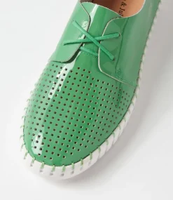 Huston Emerald White Patent Leather Sneakers