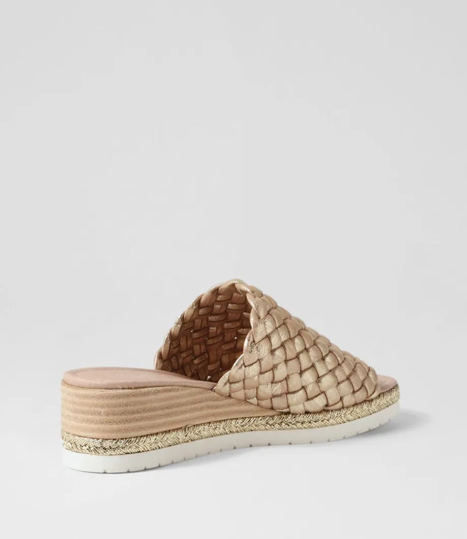 Idalis Old Gold Scratch Leather Sandals