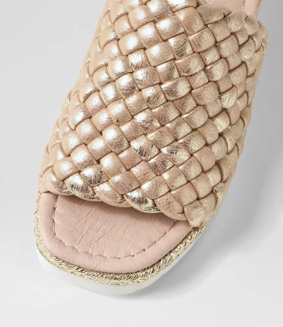 Idalis Old Gold Scratch Leather Sandals