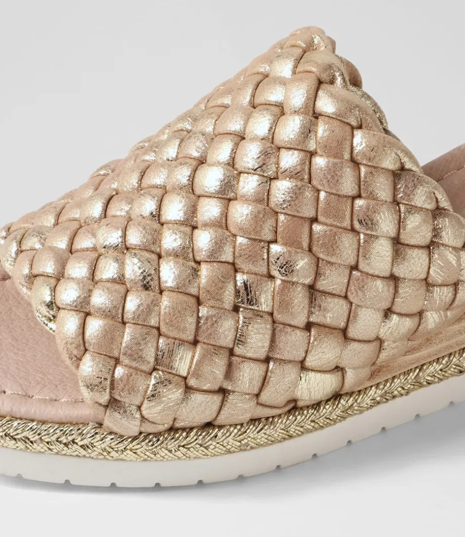 Idalis Old Gold Scratch Leather Sandals