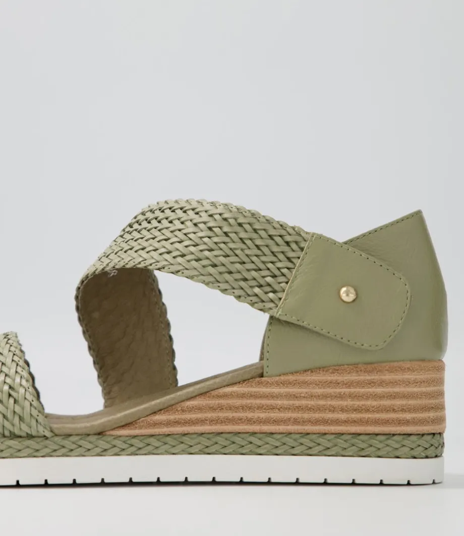 Ide Khaki Weave Leather Espadrilles