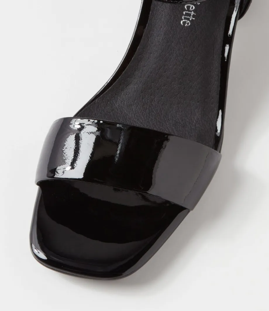 Incha Black Patent Leather Sandals